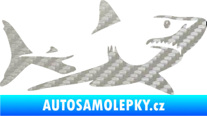 Samolepka Žralok 015 pravá 3D karbon stříbrný