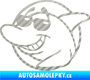 Samolepka Žralok 018 levá cool s brýlemi 3D karbon stříbrný
