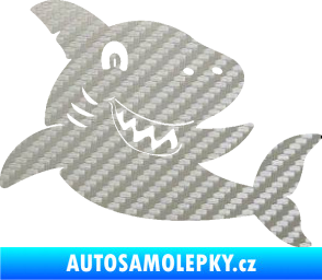 Samolepka Žralok 019 pravá 3D karbon stříbrný