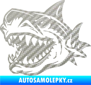 Samolepka Žralok 021 levá 3D karbon stříbrný