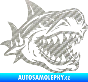 Samolepka Žralok 021 pravá 3D karbon stříbrný