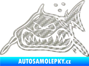 Samolepka Žralok levá 3D karbon stříbrný