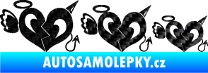 Samolepka Angel devil family 002 rodinka v autě 3D karbon černý