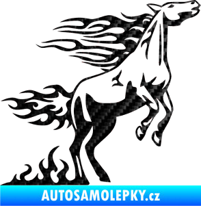 Samolepka Animal flames 001 pravá kůň 3D karbon černý