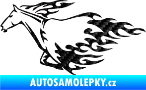 Samolepka Animal flames 003 levá kůň 3D karbon černý