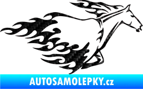 Samolepka Animal flames 003 pravá kůň 3D karbon černý