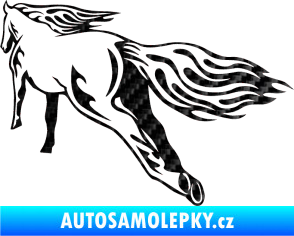 Samolepka Animal flames 009 levá kůň 3D karbon černý