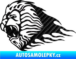 Samolepka Animal flames 014 levá lev 3D karbon černý