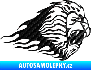 Samolepka Animal flames 014 pravá lev 3D karbon černý