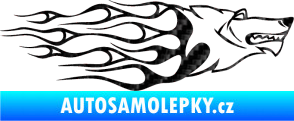 Samolepka Animal flames 017 pravá vlk 3D karbon černý