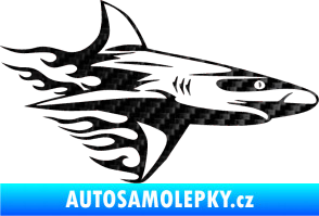 Samolepka Animal flames 031 pravá žralok 3D karbon černý