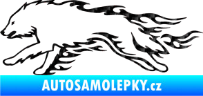 Samolepka Animal flames 032 levá vlk 3D karbon černý