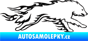 Samolepka Animal flames 032 pravá vlk 3D karbon černý