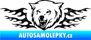 Samolepka Animal flames 034 levá  vlk 3D karbon černý