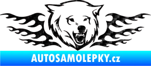 Samolepka Animal flames 034 pravá  vlk 3D karbon černý