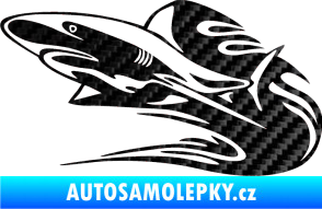 Samolepka Animal flames 037 levá žralok 3D karbon černý