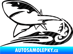 Samolepka Animal flames 041 levá žralok 3D karbon černý
