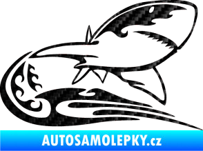 Samolepka Animal flames 041 pravá žralok 3D karbon černý