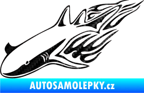Samolepka Animal flames 048 levá žralok 3D karbon černý