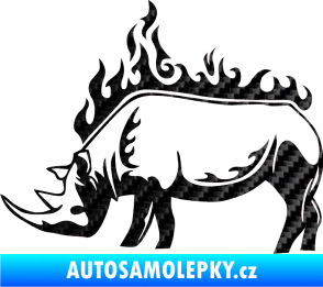Samolepka Animal flames 049 levá nosorožec 3D karbon černý