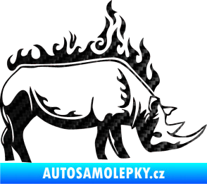 Samolepka Animal flames 049 pravá nosorožec 3D karbon černý