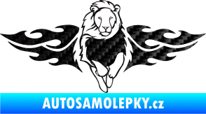 Samolepka Animal flames 051 pravá lev 3D karbon černý
