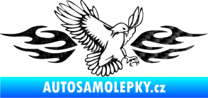 Samolepka Animal flames 054 pravá orel 3D karbon černý