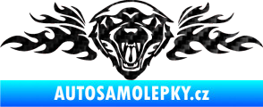 Samolepka Animal flames 058 levá vlk 3D karbon černý