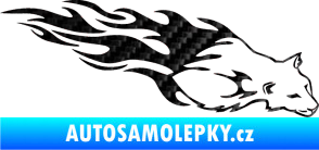 Samolepka Animal flames 059 pravá puma 3D karbon černý