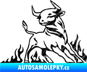Samolepka Animal flames 062 pravá býk 3D karbon černý