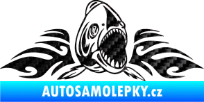 Samolepka Animal flames 063 pravá piraňa 3D karbon černý