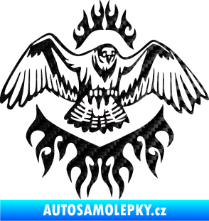 Samolepka Animal flames 068 pravá orel 3D karbon černý