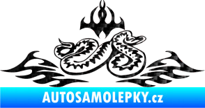 Samolepka Animal flames 070 pravá zmije 3D karbon černý