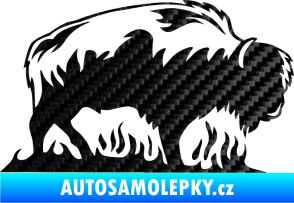 Samolepka Animal flames 071 pravá býk 3D karbon černý