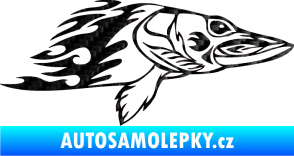 Samolepka Animal flames 074 pravá ryba 3D karbon černý