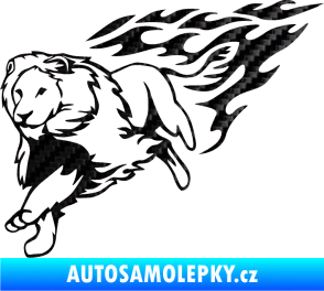 Samolepka Animal flames 087 levá lev 3D karbon černý