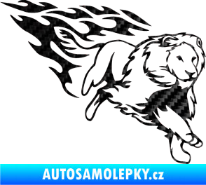 Samolepka Animal flames 087 pravá lev 3D karbon černý