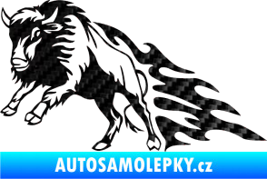 Samolepka Animal flames 089 levá býk 3D karbon černý