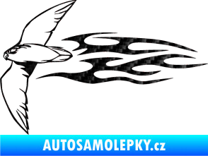 Samolepka Animal flames 095 levá letící pták 3D karbon černý