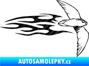 Samolepka Animal flames 095 pravá letící pták 3D karbon černý