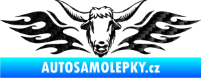 Samolepka Animal flames 098 levá býk 3D karbon černý
