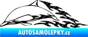 Samolepka Animal flames 099 levá delfín 3D karbon černý