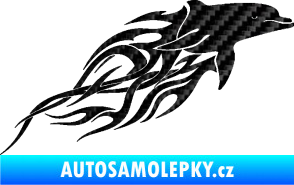 Samolepka Animal flames 102 pravá delfín 3D karbon černý