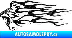 Samolepka Animal flames 103 levá lev 3D karbon černý