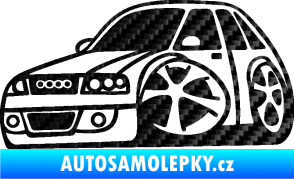 Samolepka Audi A4 karikatura levá 3D karbon černý