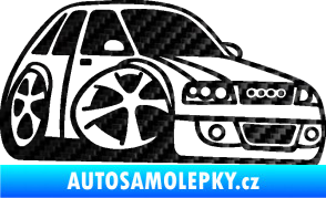 Samolepka Audi A4 karikatura pravá 3D karbon černý