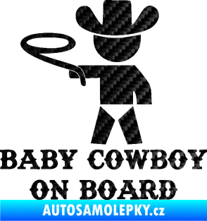 Samolepka Baby cowboy on board levá 3D karbon černý