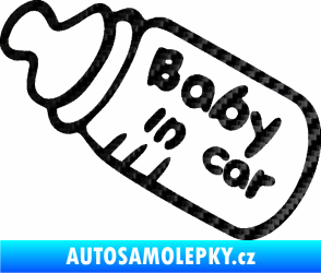 Samolepka Baby in car 001 lahvička na mlíčko 3D karbon černý