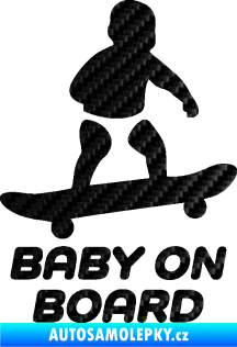 Samolepka Baby on board 008 pravá skateboard 3D karbon černý