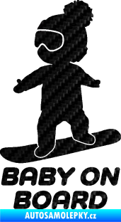 Samolepka Baby on board 009 levá snowboard 3D karbon černý